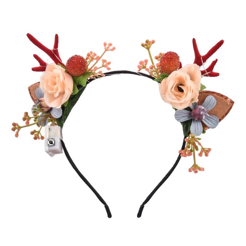 Luminous Reindeer Antler Headband with Rabbit Ears for Parties & Christmas