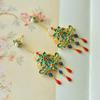 Natural An Jade Flower Enamel Tassel Earrings For Women Exquisite Retro Style Classical Cheongsam Hanfu  Accessories