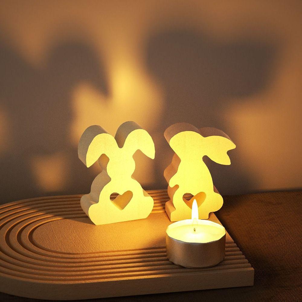 Standing Heart Bunny Candle Mold 7 Hole Bunny Cake Mold  Home Table Ornament
