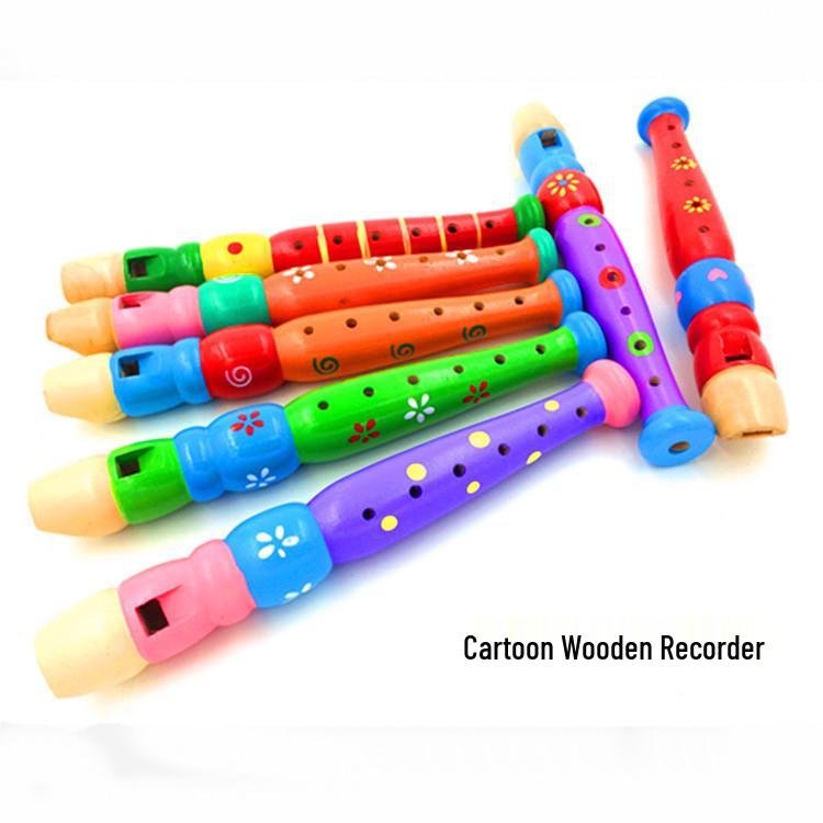 Children's 6-Hole Cartoon Wooden Soprano Flute - Educational Musical Toy