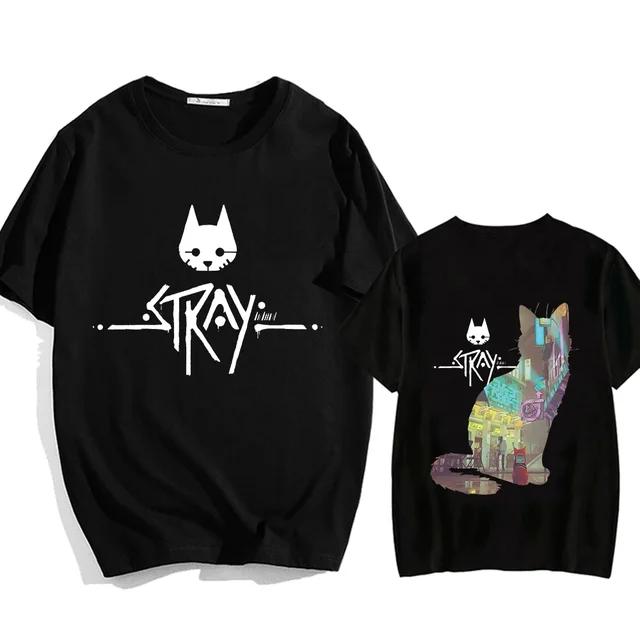 

New Stray Game Cat Harajuku Casual T Shirt Women Casual Loose Cute Cat Round Neck Pure Cotton Short Sleeve T Shirt 4XL