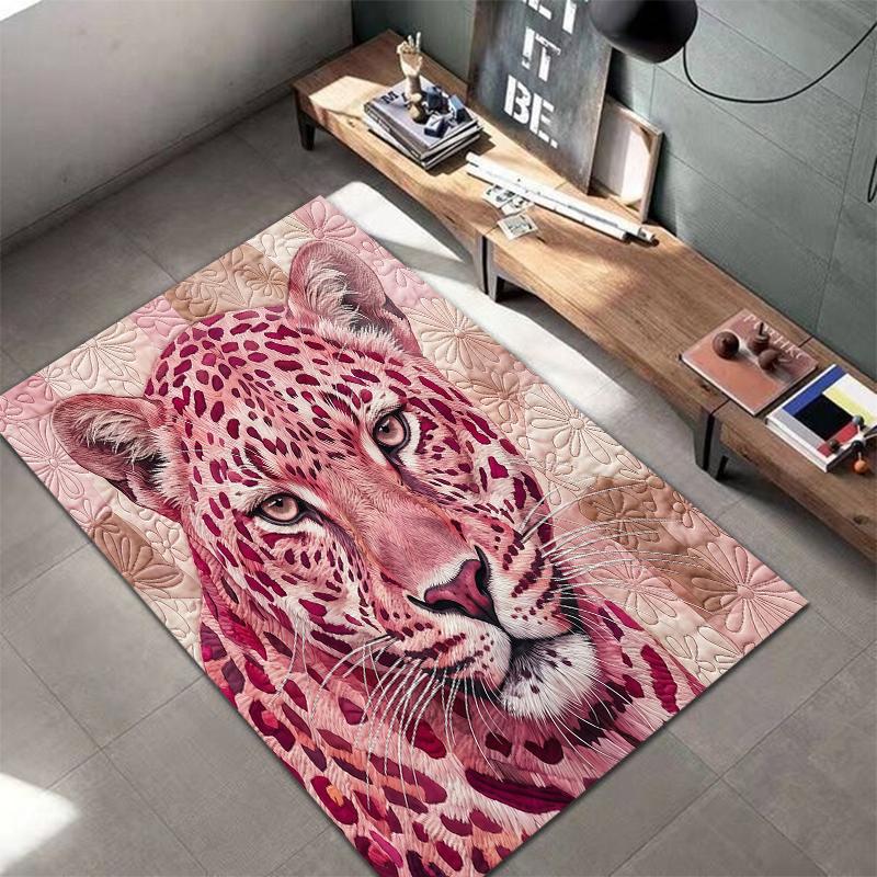 Pink animal leopard Pattern Square Carpet,Area Rug,Carpet Rug for Living Room Bedroom Sofa Playroom Decor,Non-slip Floor Mat,Holiday Birthday Gifts