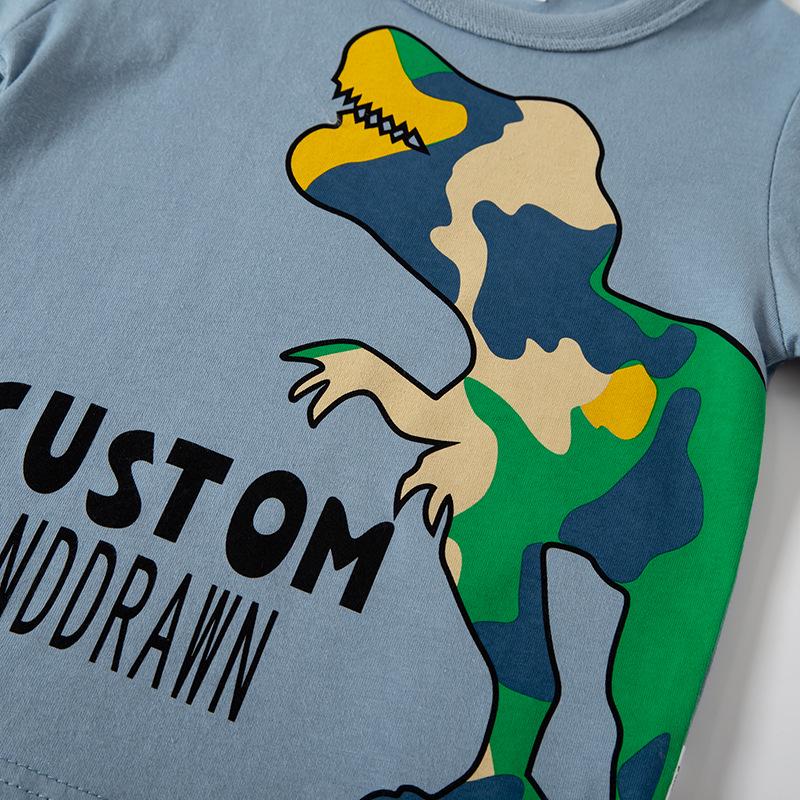 Korean Style Dinosaur Camouflage Short Sleeve T-Shirt for Boys