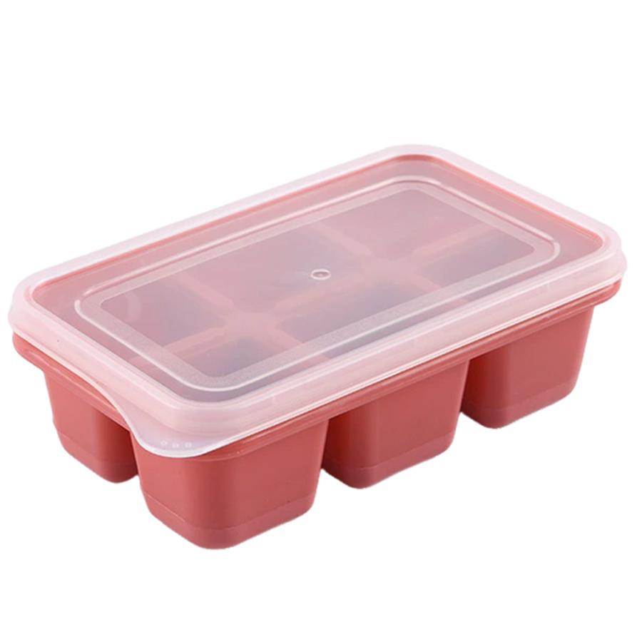 1pc Soft Silicone 6-Grid Ice Tray with Cover Household Homemade Ice Cubes Mold for Bubble Water Beverage Easy to Store Ice Molds