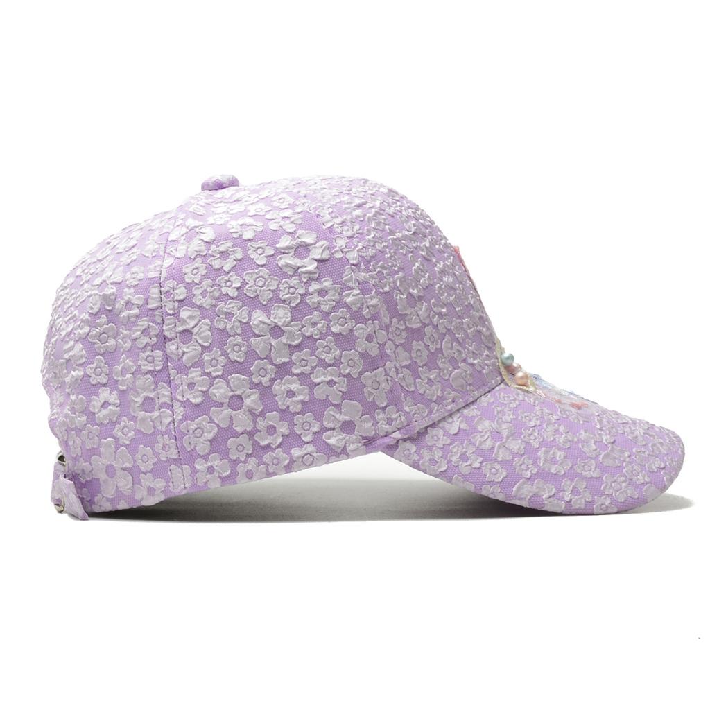 Northwood Pressed Pleated Bubble Floral Baseball Cap Women's Lace Beaded Flower Sunscreen Hats Sunshade Breathable Cap for Women