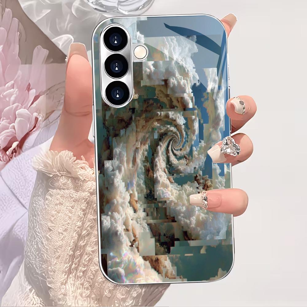 Cloud Layer PhoneCase Simplicity Highend Electroplating Glass PhoneCase for Samsung Galaxy S26 S25 S24 S23 S22 S21 FE,Ultra,Plus