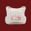 Sweet bow cat ear knitted pullover hat for women, small face in autumn and winter, warm and fashionable versatile wool hat