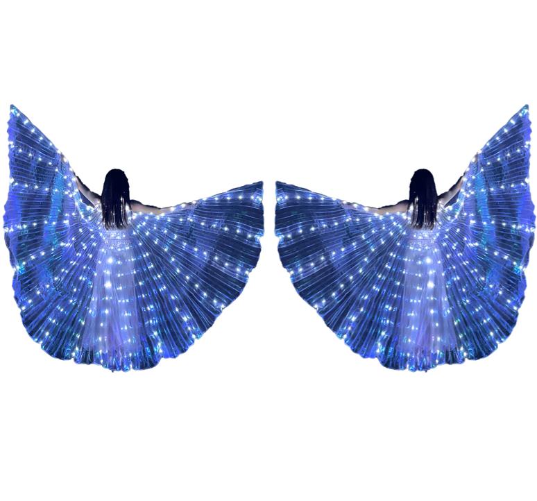 LED Isis Wings, Belly Dance Wings, Light Up White LED Butterfly Wings, Glow Angel Dance Adults Child Performance Clothing
