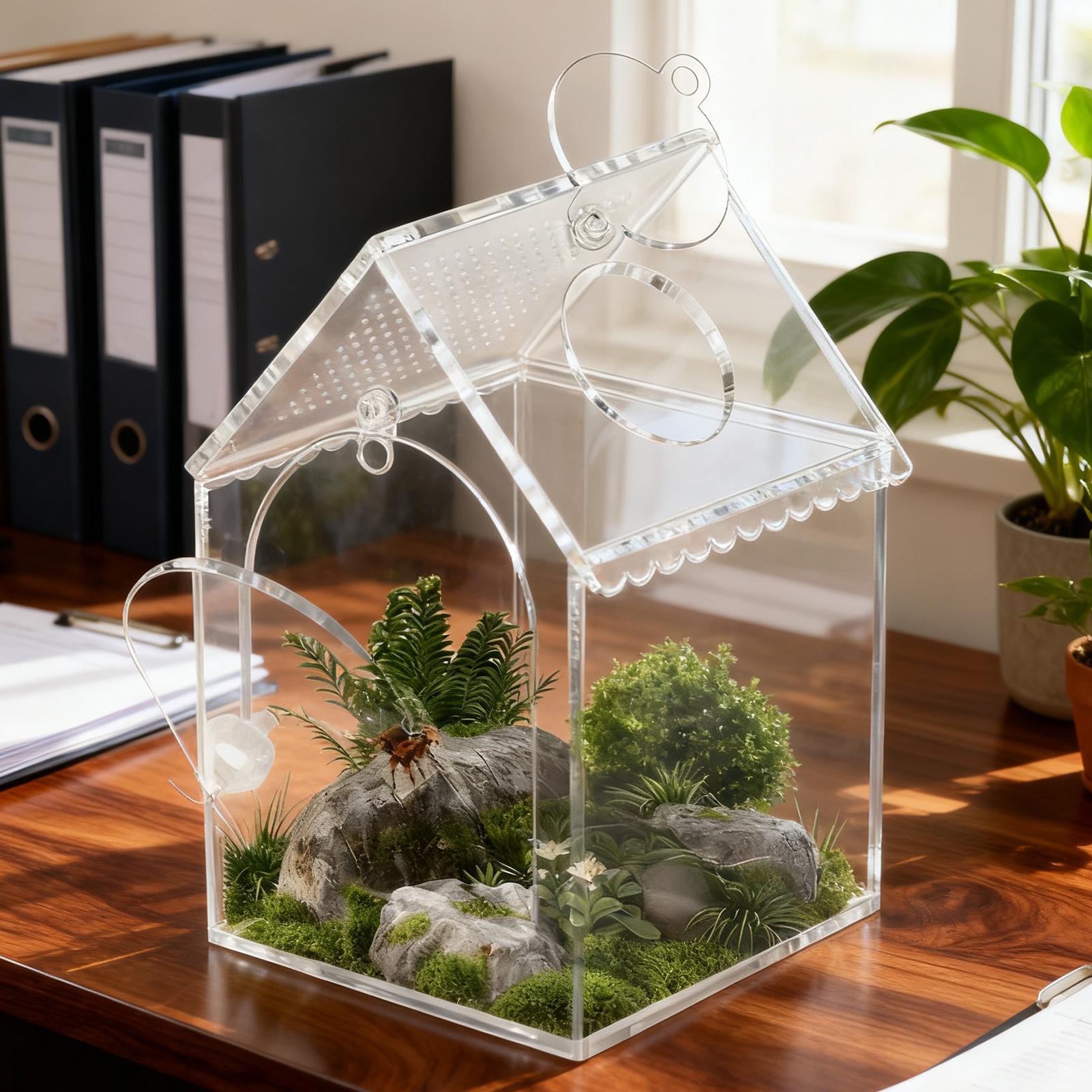 Террариум для пауков Акриловый террариум с защитой от побега Изоляционный контейнер Прыгающий террариум для пауков для мелких домашних животных Рептилий Животных Дом China Mainland