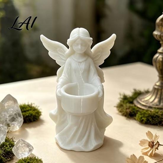 Elegant Winged Angel Ornament Figurine Candle Holder 3D Printed PETG Modern Home Aesthetic Decoration Sculptural Stable Base Decorative for Desktop