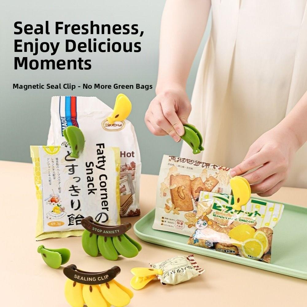 Plastic Bag Sealer Banana Fridge Magnet Food Sealing Clip Moisture-proof Fresh-keeping Clips