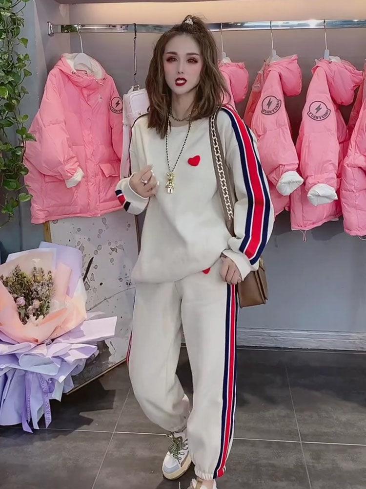 Women's Plus Size Casual Sports Set: 2025 Autumn/Winter Fashionable Loose Two-Piece for Commuting