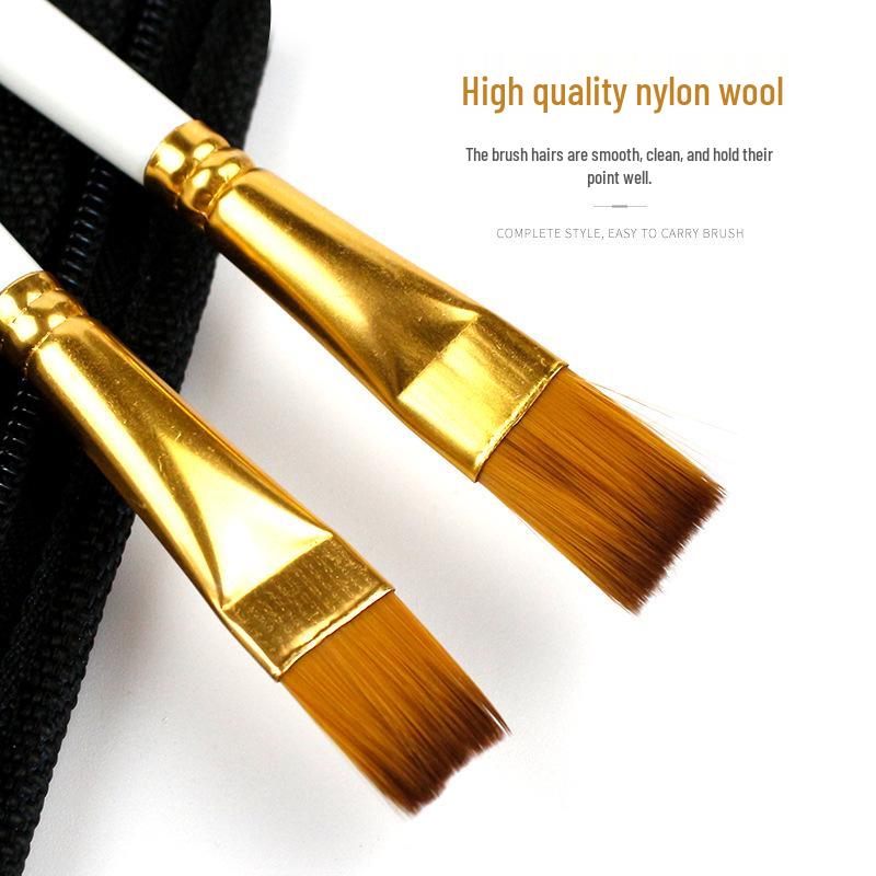 15-Piece Oil Painting Brush Set with Canvas Bag for Watercolor and Acrylic Art