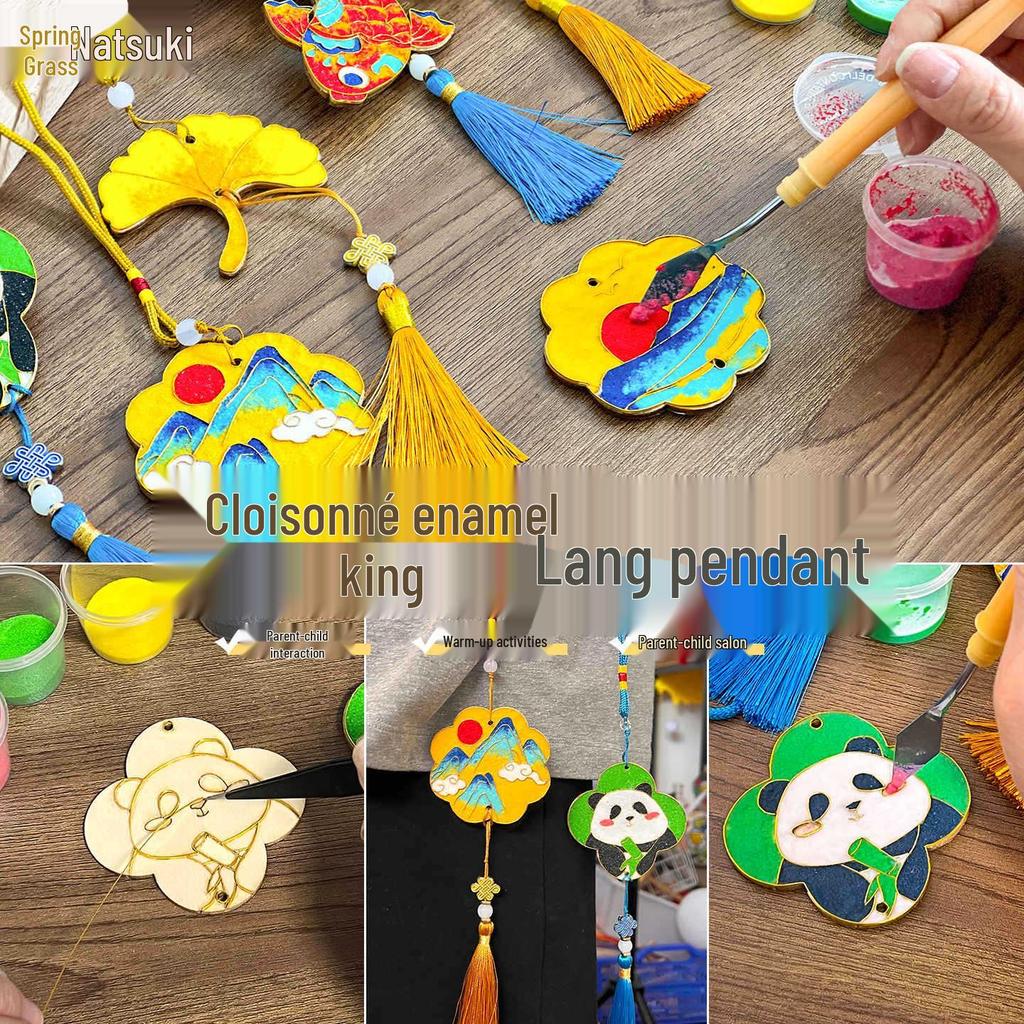 Jingtai Blue Cloisonné Enamel DIY Kit for Kids - Handmade Cultural Heritage Pendant Project