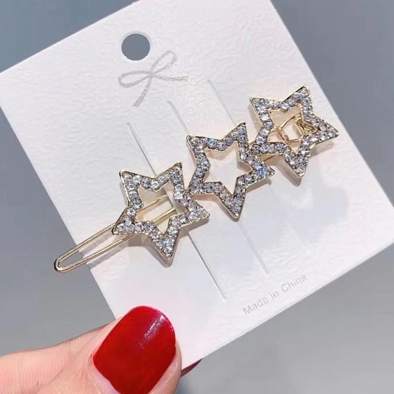 Punk Pentagram Hair Clip Vintage Crystal Star Hairpins Harajuku Fashion Headwear For Women Girl Hair Jewelry Accessories