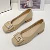 Spring Women's One-pedal Mother Doudou Shoes Square Head Shallow Mouth Soft Sole Soft Surface Versatile Women's Shoes