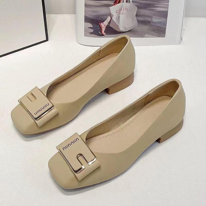 

Весна 2025 новые одинарные туфли женские туфли-лодочки с квадратным носком и мелким вырезом на мягкой подошве и мягкой поверхностью, универсальные женские туфли 40 абрикосовый