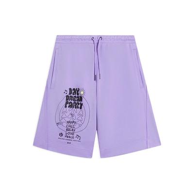 Li Ning Summer Party Series Letter Pattern Printed Loose Straight Casual Shorts Men Shorts Rose-Purple AKSSA79-2