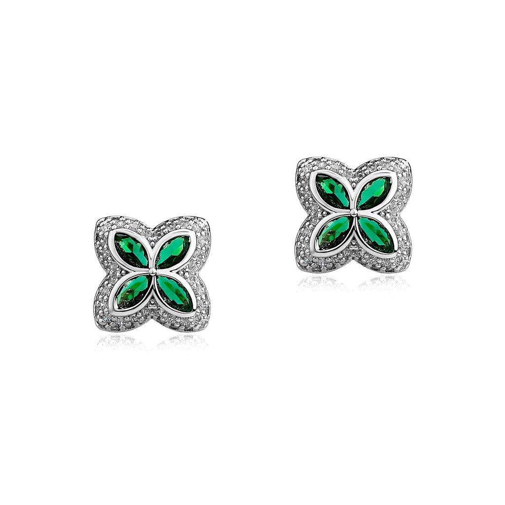 Four-leaf Clover Full Diamond Pave Stud Earrings Simple Ear Jewelry High-end Personality Fashion Ear Accessories