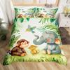 Cute Monkey Bedding Set Full Twin Cartoon Banana Stars Duvet Cover Tropical Wild Animal Fruit Comforter Cover Yellow Quilt Cover