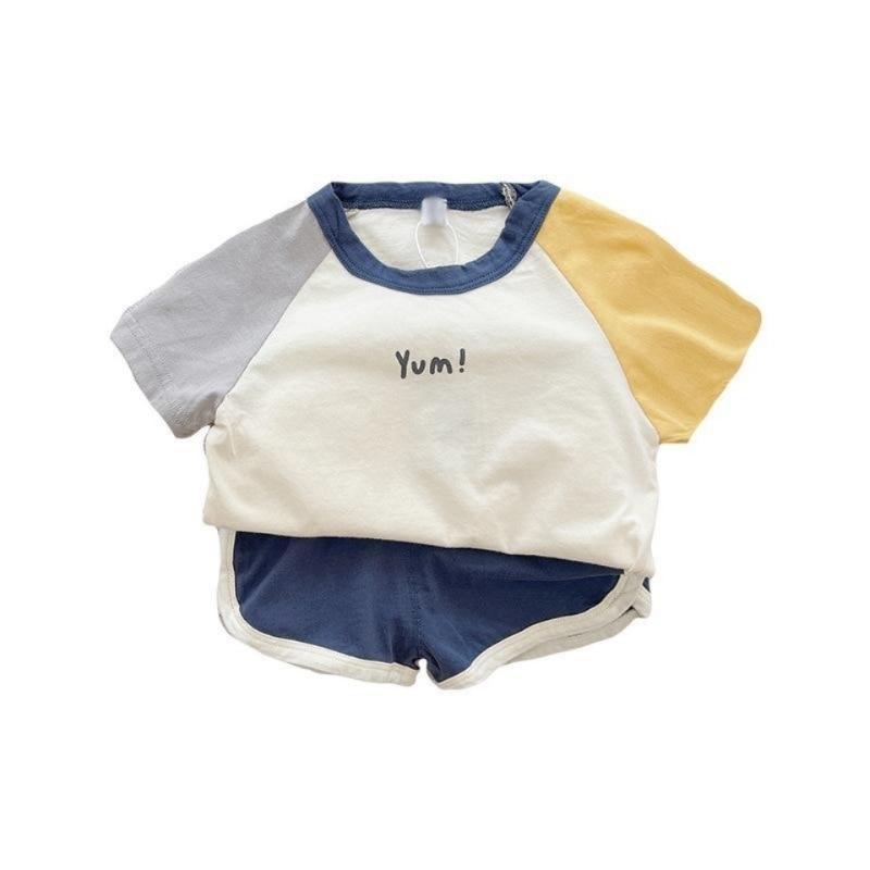 Children's Cotton Baby Sets Letter Print Casual Sports Boy T-shirt + Shorts Clothing Sets Toddler Unisex Leisure Shorts Sets