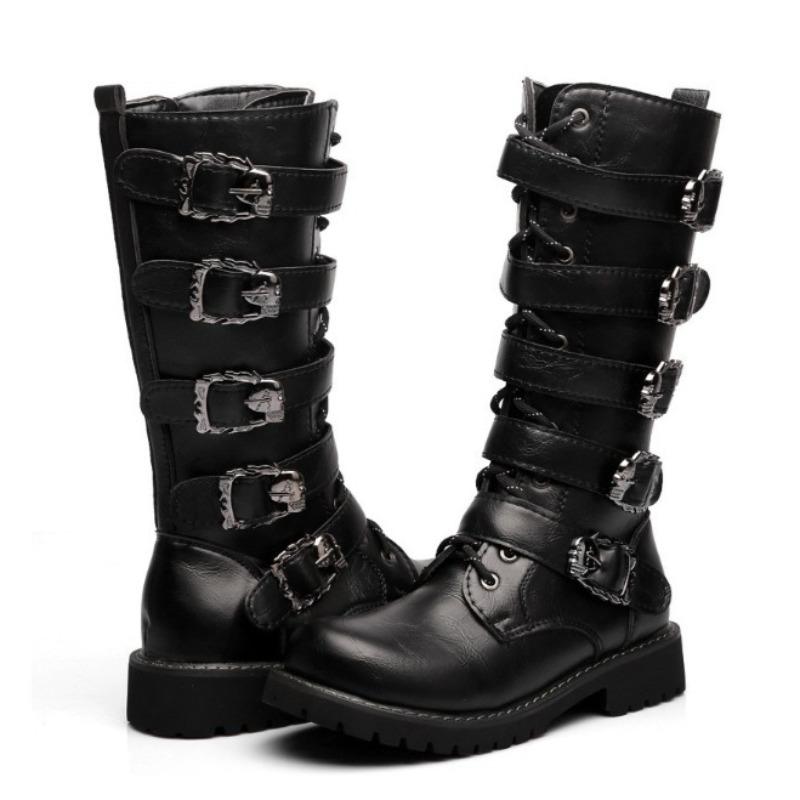 Fashion Large Size 46 Winter Men Long Cotton Boots Cool High Top Men Boots Fashion Leather Platform Boots Personalized Botas Para Hombre