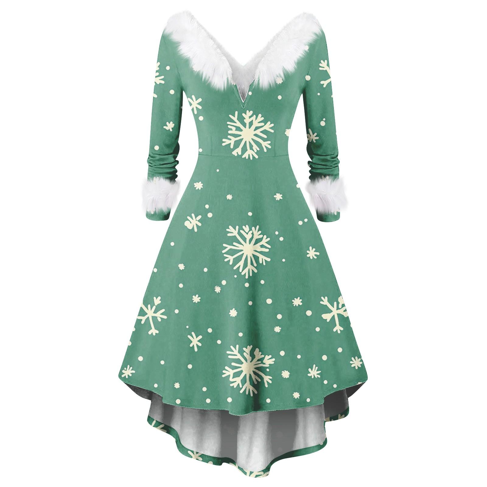 

Женские модные повседневные облегающие платья с V-образным вырезом и рождественским принтом для вечеринок с длинным рукавом XXXL