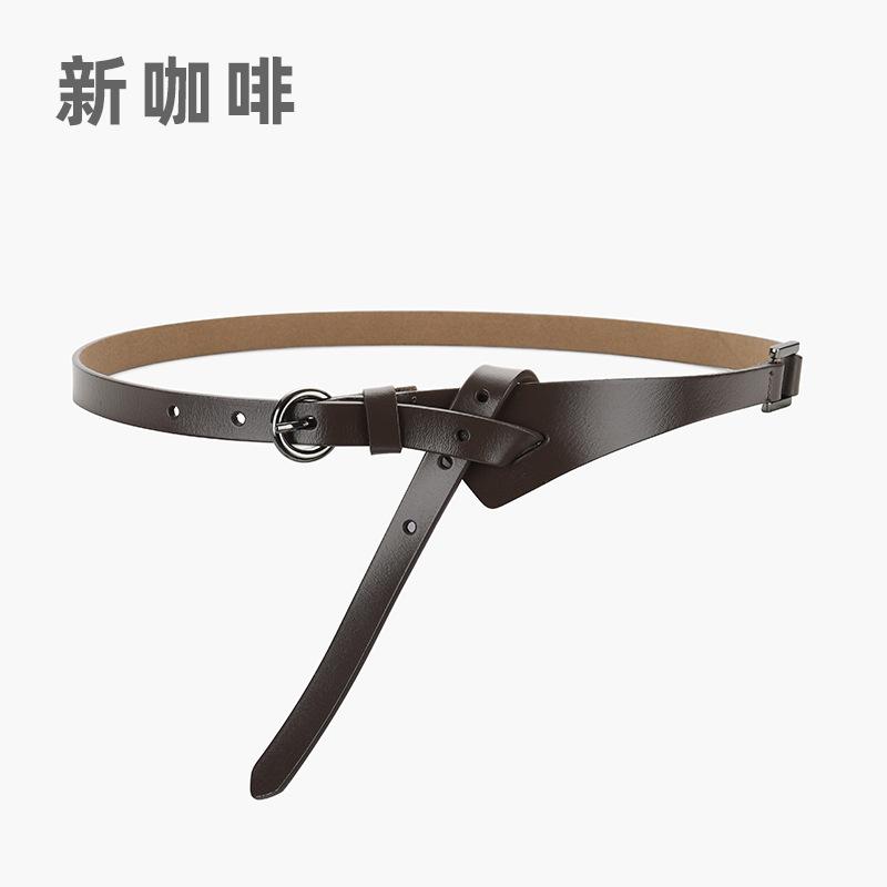 Women'S Leather Belt Retro Pin Buckle Belt Women'S Cowhide Fine Belt Women'S Decorative Dress