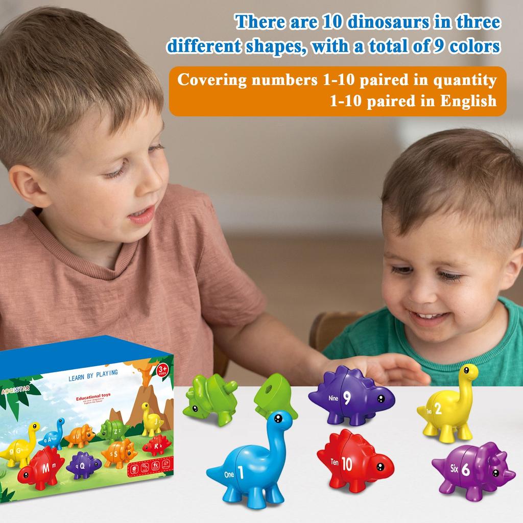 Dinosaur Pairing Toy With Storage Bucket, Double-sided Alphabet/number/pattern Printing, Children's Puzzle Toy