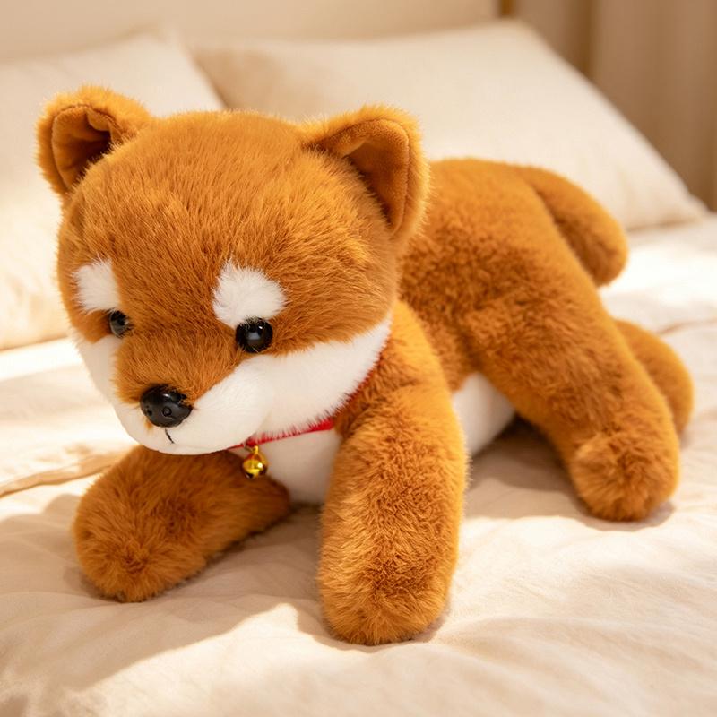 Plyšový pes v leže, Kawaii nadýchaný Shiba Inu Husky Border kolie Bišonek, Prémiová PP výplň, Štěněcí dárek pro děti