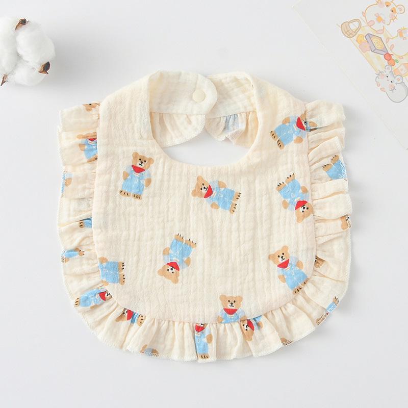 Ruffle Baby Drool Bibs: Pure Cotton Printed Lace Bibs