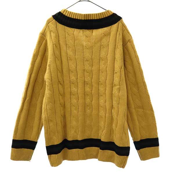 TEMPTATION Cable Long sleeve V neck knit L Brown sweater Men's Used