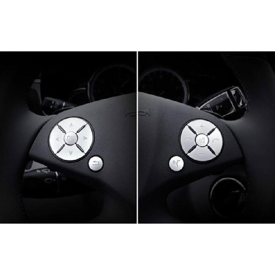 Matte Silver Front Steering Wheel Frame Cover 12pcs For Benz C-Class 2007-2010