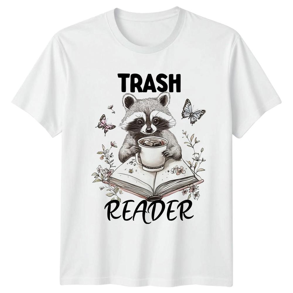 Trash Reader Unisexs TShirt Raccoon Book Lover Reading S