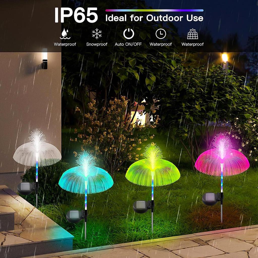 2pcs Jellyfish Shaped Solar Garden Lights 7 Color Variations