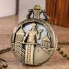 Vintage Style Hollow Tbilisi Georgia Men Women Quartz Analog Pocket Watch Arabic Number Necklace Pendant Chain Clock