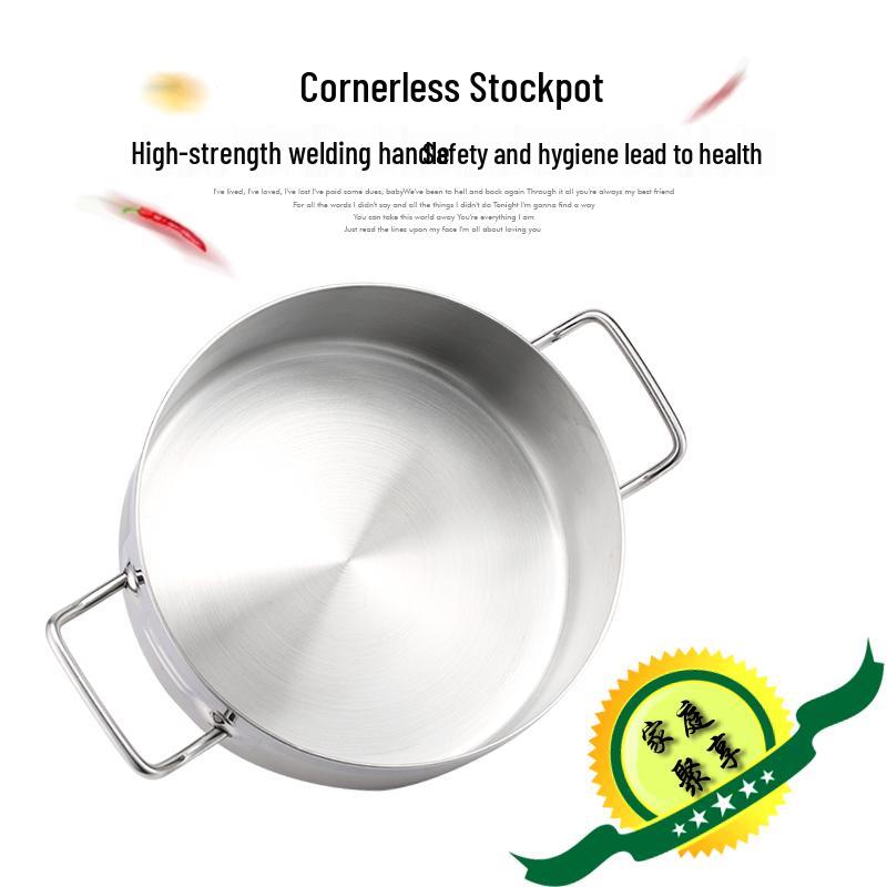 304 Stainless Steel Non-stick Soup Pot with Thickened Composite Bottom for Induction Cookers, Double Handles, Universal Hot Pot for Household Use.