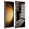 For Samsung Galaxy S25 Ultra Case Electroplating Edge Rose Pattern TPU Phone Back Cover Airbag Drop Proof