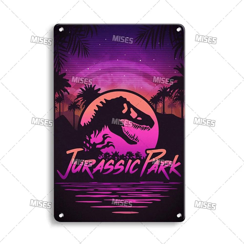 MISES Film Classico Jurassic Park Targa Metallica Pub Targa Metallica Giardino Vecchia Targa Murale Segno Metallico Arrugginito Decorazione Murale Poster Metallico
