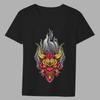 Herren Klassisches Trend T-Shirt Japanische Comics Rotes Gesicht Dämon Print Serie Lässig Jugend Herren Pendler Schwarz O-Ausschnitt Alleskönner Shirt