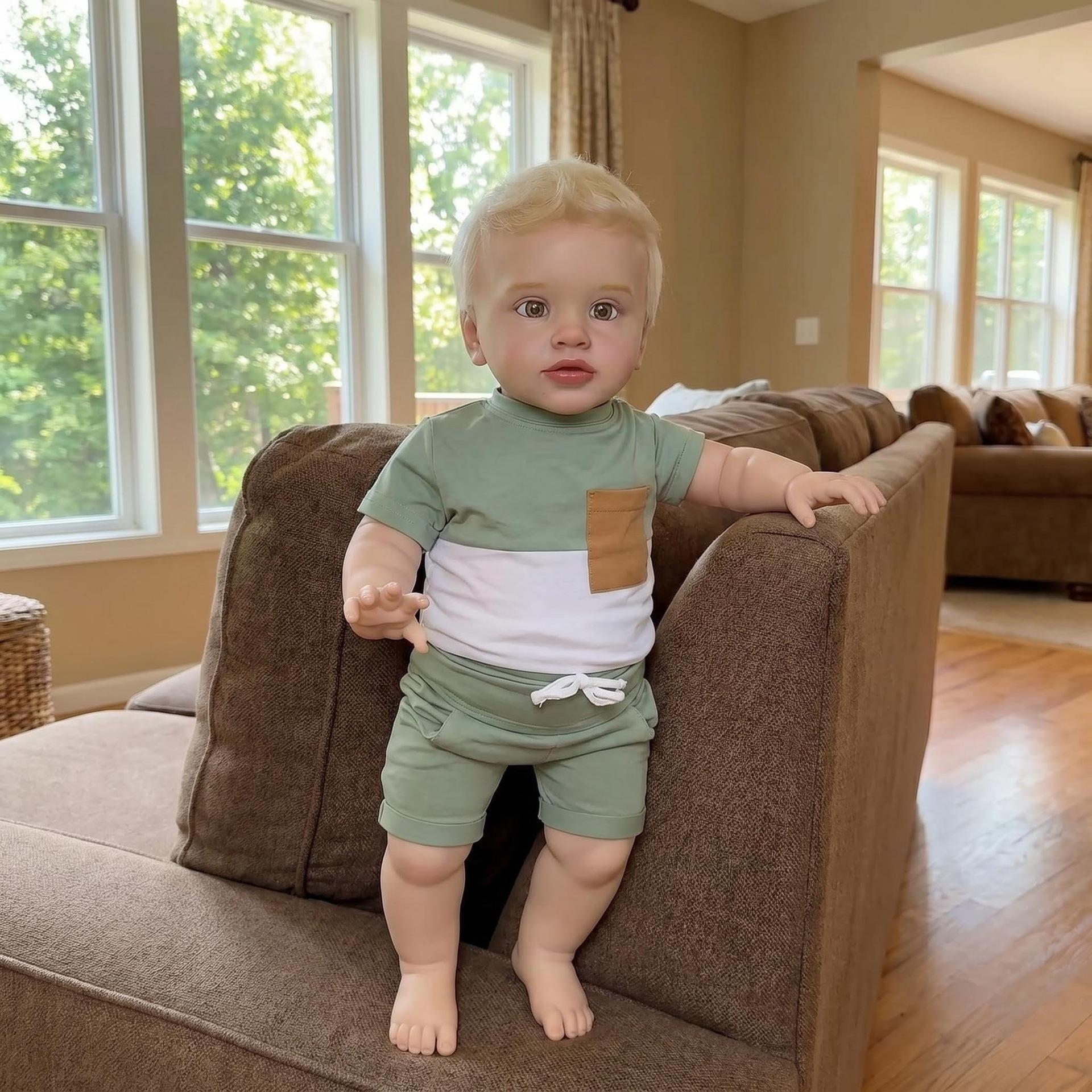 

Huge Size 26 Inch Realistic Simulation Dolls PIPPA Soft Cloth Body Cute Rebirth Doll Rooted Gold Hair Cosplay Boy Newborn Dolls for Child Holiday Gift cloth body