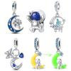 Charm Copper Colors Astronaut Moon Bearbead For Original Bracelet Diy Beads Charms Jewellery Making Gift For Women Styfne