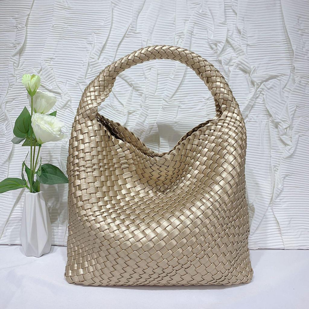 2024 Spring/Summer Women's Hand-Woven Soft Leather Bucket Bag - High-End Single Shoulder Handbag & Underarm Bag