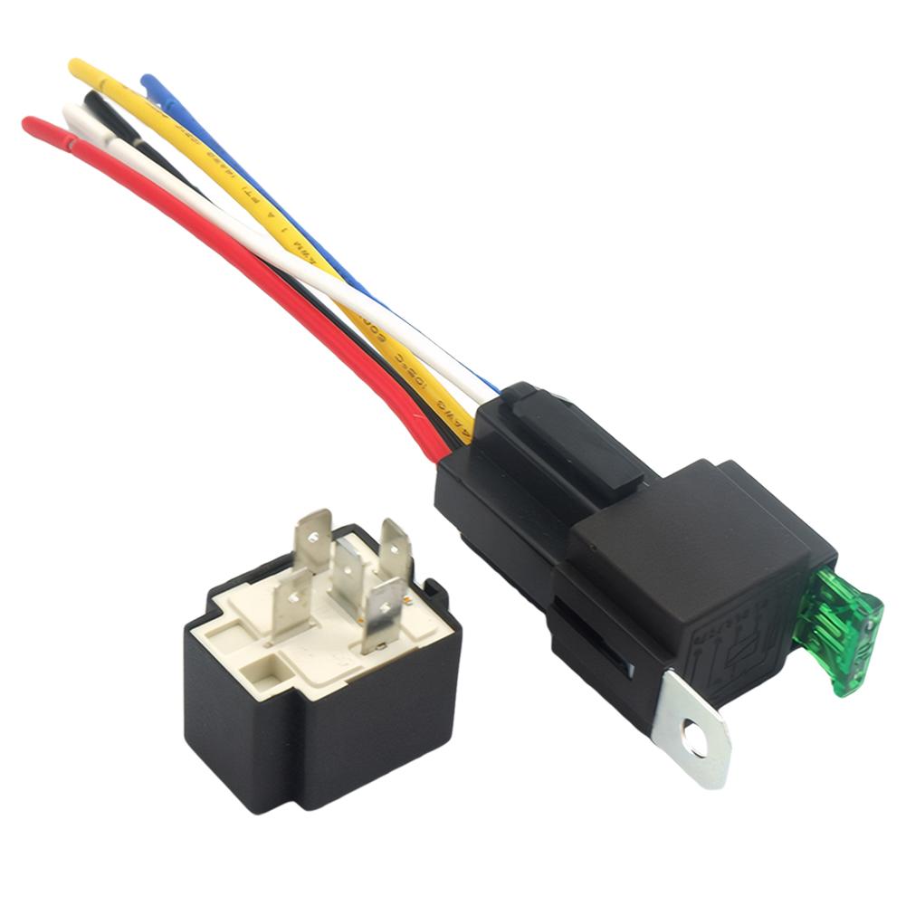 12V DC 4 Pin 5 Pin Car Automotive Fused Relay 30A Fused On/Off Car Motor Relay with Holder Socket On/Off Fused Relay