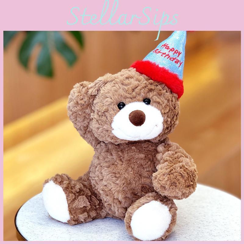 Adorable Teddy Bear Plush Toy With Birthday Hat Perfect Gift For Girls 35cm Height