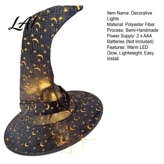 Décorations d'Halloween Intérieures Chapeau de Sorcière Lumineux Décor Suspendu Sorcier Lumineux LED Guirlande Frange Étoile Scintillante Porche Extérieur Plafond Effrayant