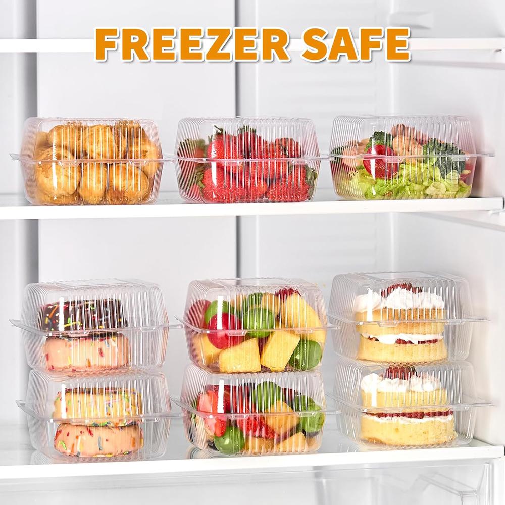 Clear Plastic Containers with Lids for Food, Thickened Disposable Sandwich Containers Clamshell Boxes for Cake Slice, Dessert