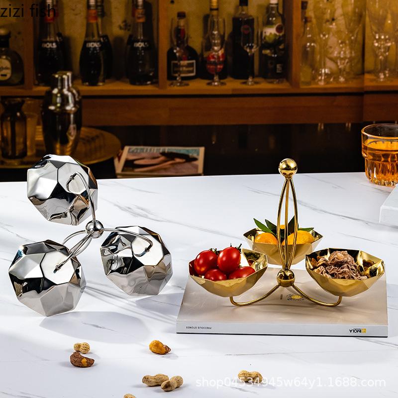 Stainless Steel Snack Platter 3-layer Fruit Plate Snack Bowl Dessert Plate Candy Bowl Pastry Plates Dried Fruit Platter Dish