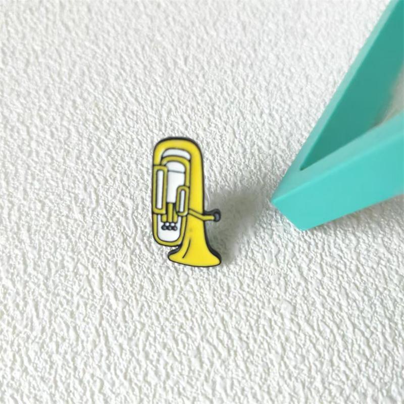 Miuscial Enamel Pin Jazz Drum Set Mircophone Trumpet Brooches Lapel Badge Jewelry Gift for Kids Friends