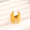 Adjustable Stainless Steel Open Wing Ring - Colorfast Titanium Steel, European/American Style for Women